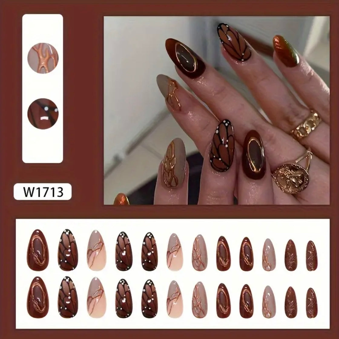 24pcs Butterfly Wing medium Press On Nails