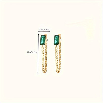 Imported Tiny Square Chain Stud Earrings