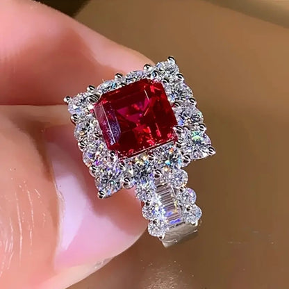 Elegant Vintage Red Cubic Zirconia Ring