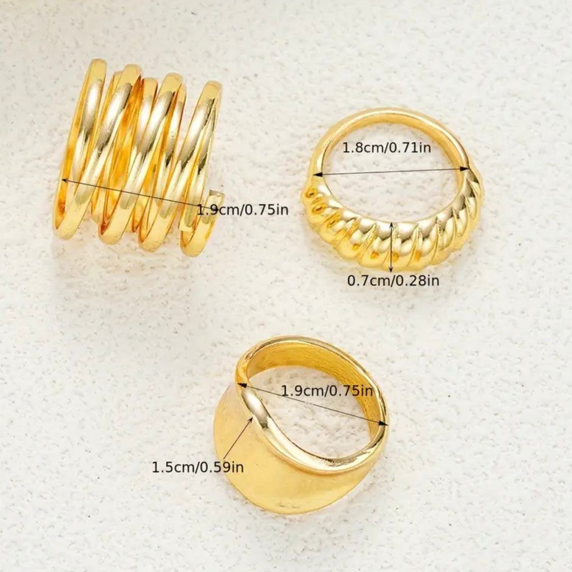 3pcs Luxe Ring Set