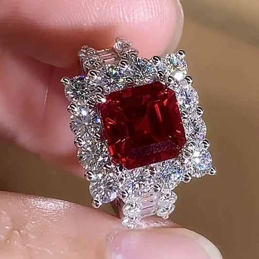 Elegant Vintage Red Cubic Zirconia Ring