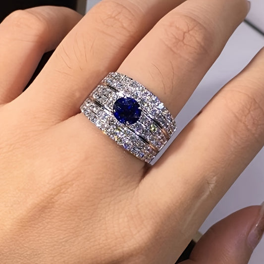 Luxury Blue Rhinestone Ring