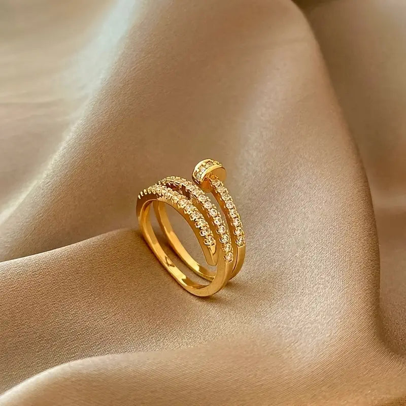 Elegant Spiral Multi-Layer Cubic Midi-Zirconia Ring