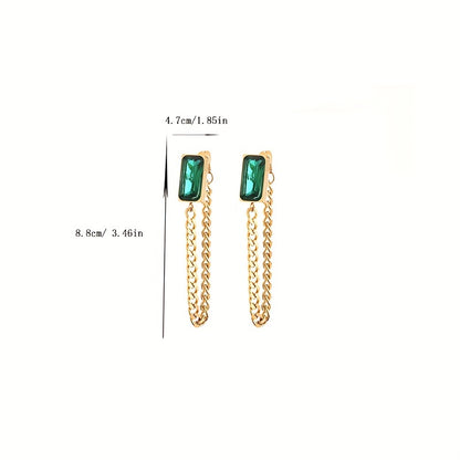 Imported Tiny Square Chain Stud Earrings